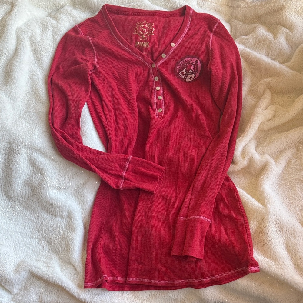 PINK Victoria's Secret Red Long Sleeve Tee